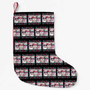 Meia De Natal Pequena Arco de Natal Santa Coquette Retro Preppy Natal 