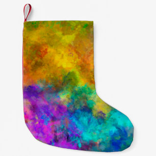 Meia De Natal Pequena arco-íris abstrato vibrante pintado fundo wi