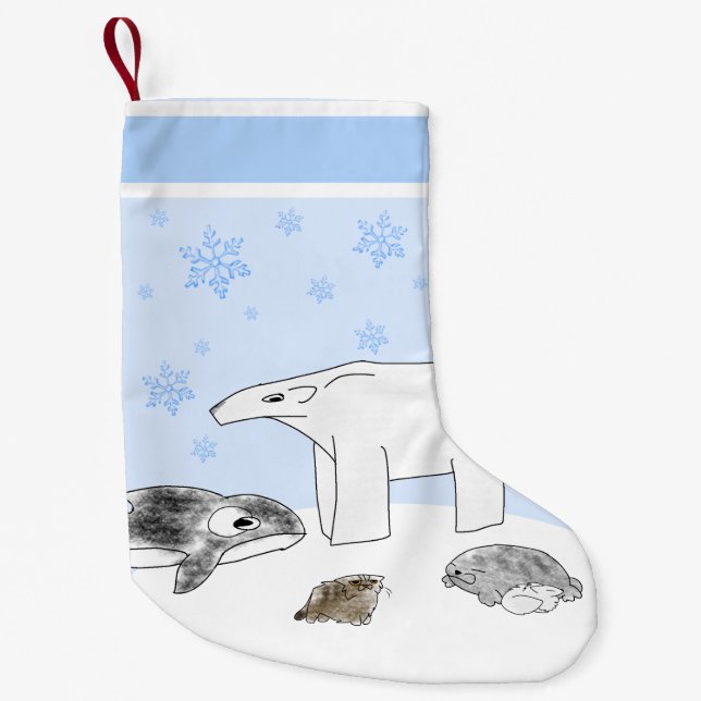 Meia De Natal Pequena Arctic Storybook Friends Christmas Stocking (Frente)