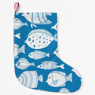 Meia De Natal Pequena Armadilha de peixe bonito. Ilustração decorativa.