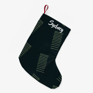 Meia De Natal Pequena Arranhões de nome personalizado a preto