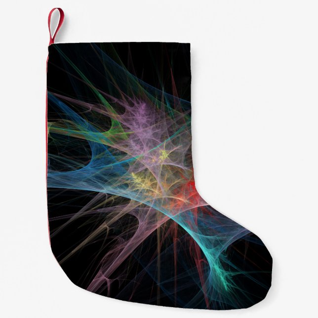Meia De Natal Pequena Arte Abstrata Arco-Íris Gelo (Frente)