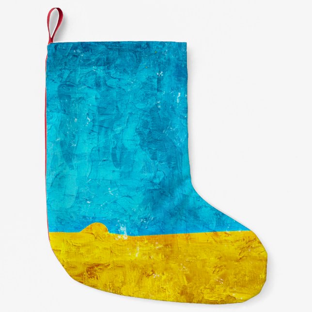 Meia De Natal Pequena Arte azul de fundo (Frente)
