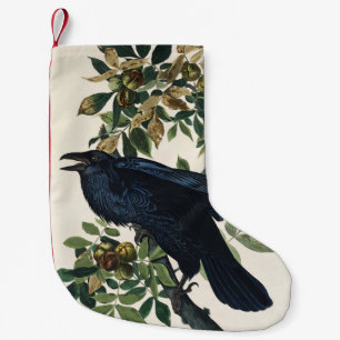 Meia De Natal Pequena Arte da Natureza do Corvo de Audubon Vintage