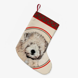 Meia De Natal Pequena Arte De Cão De Pintar De Pintar Com Cachorro Molh