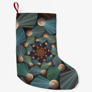 Meia De Natal Pequena Arte Fractal Moderna Com Azul De Profundidade Cast