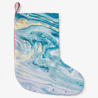 Meia De Natal Pequena Arte Oceânica: Marble Agate Swirls.