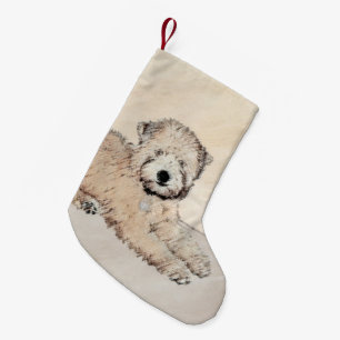 Meia De Natal Pequena Arte original de pintura terrier com revestimento