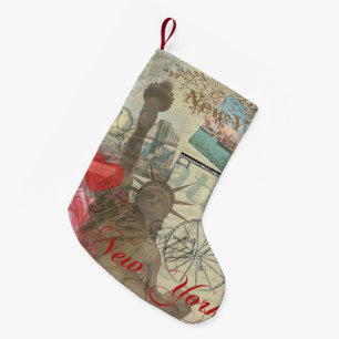 Meia De Natal Pequena Arte simbólica da silhueta vintage da cidade de No