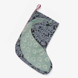 Meia De Natal Pequena Arte Vintage Nouveau Pavão Azul Verneuil