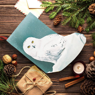 Meia De Natal Pequena Artico Teal Snowy Owl