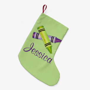 Meia De Natal Pequena Artista de Arte Roxo Verde Fornece Camarões