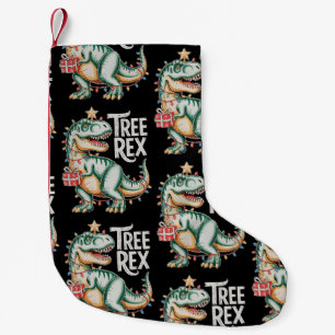 Meia De Natal Pequena Árvore de Dinossauro de Natal T Rex Luzes de Natal
