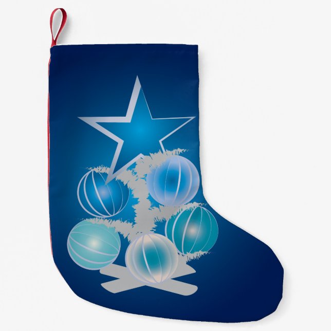 Meia De Natal Pequena Árvore de Natal azul (Frente)