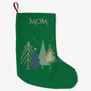 Meia De Natal Pequena Árvore de Natal Clássica de Luxo em Faux Dourado N
