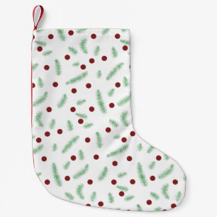 Meia De Natal Pequena Árvore de Natal de bolinhas branca Padrão verde ve