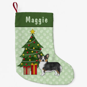 Meia De Natal Pequena Árvore de Natal do Corgi Galês Pembroke Tricolor P