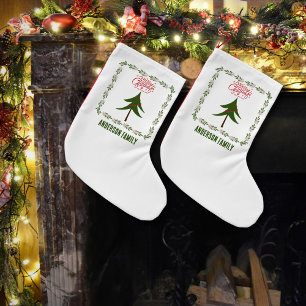 Meia De Natal Pequena Árvore de Natal e Coroa Minimalista Vintage Retrô
