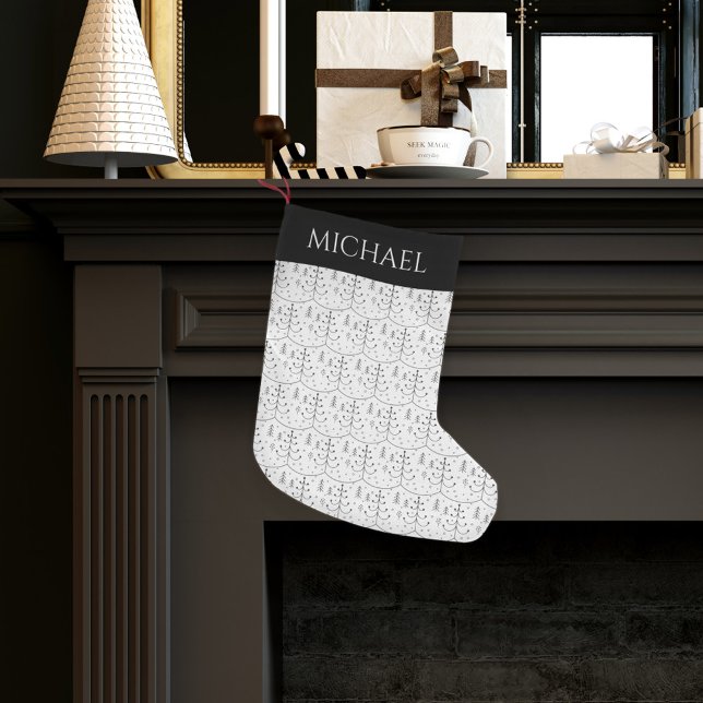 Meia De Natal Pequena Árvore de Natal Mínima Abstrato Negra (Criador carregado)