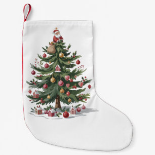 Meia De Natal Pequena Árvore de Natal Papai Noel Feliz Natal