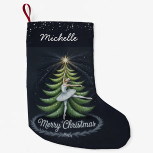 Meia De Natal Pequena Árvore de Natal Personalizada de Bailarina da Moda