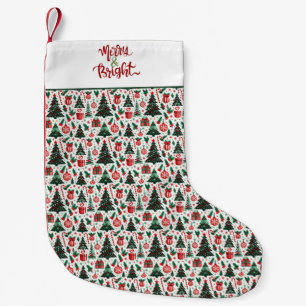 Meia De Natal Pequena Árvore de Natal, presentes, cana doce