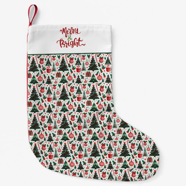 Meia De Natal Pequena Árvore de Natal, presentes, cana doce (Frente)