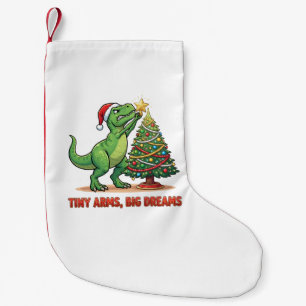 Meia De Natal Pequena Árvore de Natal T-Rex Sonhos Grandes Braços Pequen