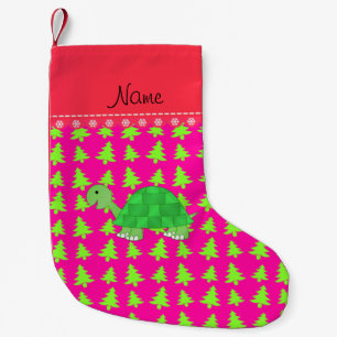 Meia De Natal Pequena Árvore de natal verde-rosa de tartaruga