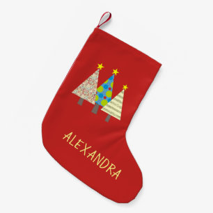 Meia De Natal Pequena Árvore de Natal Vermelha Personalizada