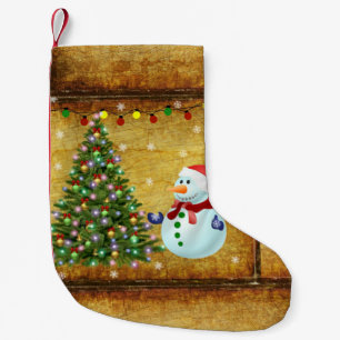 Meia De Natal Pequena Árvore Natal Snowman