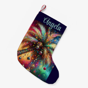 Meia De Natal Pequena Árvore Tropical de Natal Whimsso Vivid