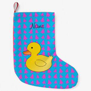 Meia De Natal Pequena Árvores cor-de-rosa azuis do pato de borracha