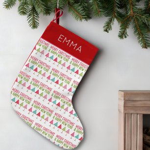 Meia De Natal Pequena Árvores de Natal Feitas à Mão – Natal Vermelho Ros
