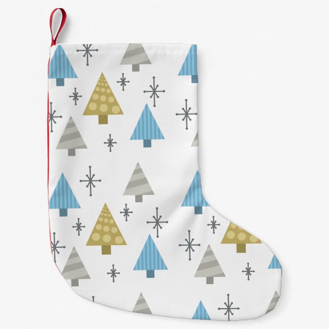 Meia De Natal Pequena Árvores de Natal retrô dos anos 50 (Frente)