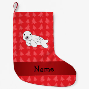 Meia De Natal Pequena Árvores de Natal vermelhas personalizadas do selo