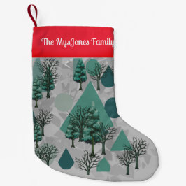 Meia De Natal Pequena Árvores e Formas Retro-Minimalistas Personalizadas