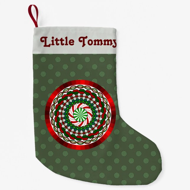 Meia De Natal Pequena As Cores do Natal Meia Personalizada (Frente)