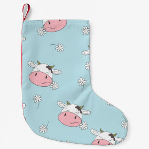 Meia De Natal Pequena As vacas bonitas têm um padrão perfeito. Vintage