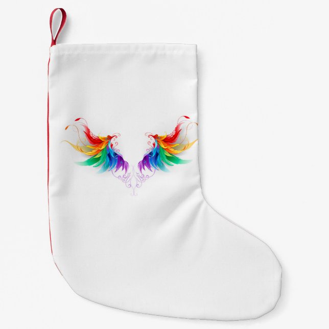 Meia De Natal Pequena Asas Fluffy Rainbow (Frente)
