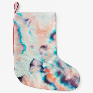 Meia De Natal Pequena Autumn Dirty Art Graffiti. Tie Dye Shibori. Bordo