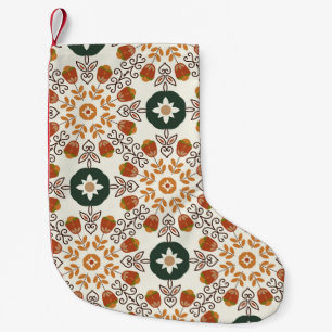 Meia De Natal Pequena Autumn Floral Geométrico, Vintage Invisível.