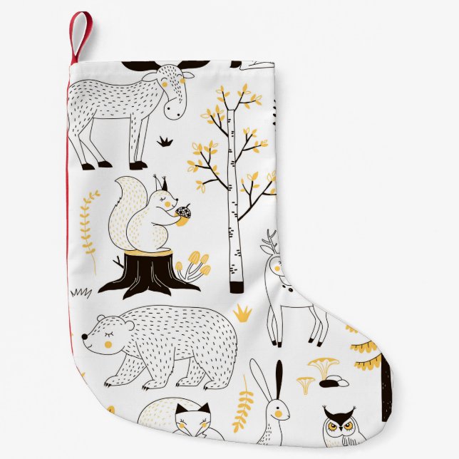 Meia De Natal Pequena autumn forest pattern (Frente)