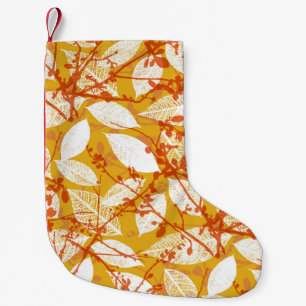 Meia De Natal Pequena Autumn Leaves: Repetição da Vintage do Ouro