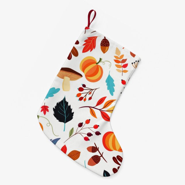 Meia De Natal Pequena Autumn Pattern Christmas Stocking (Frente (Pendurada))