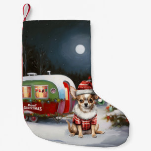 Meia De Natal Pequena Aventura de Natal da Caravana do Chihuahua de Inve