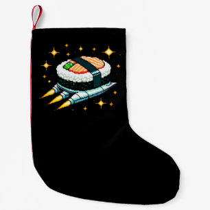 Meia De Natal Pequena Aventura de Sushi Espacial de 8 Bits - Arte Cósmic
