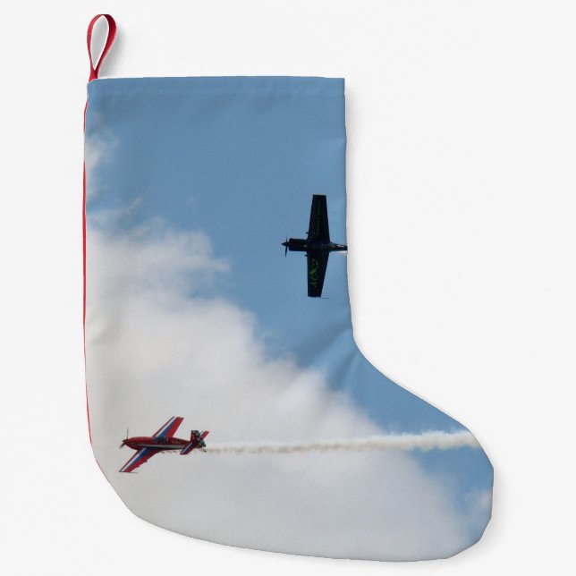 Meia De Natal Pequena Avião de Voo Fixo (Frente)