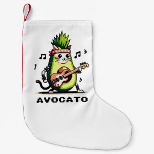 Meia De Natal Pequena Avocato - Engraçado Arte Pixel Avocado Gato Jogand