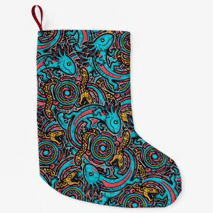Meia De Natal Pequena Axolote Azteca Xolotl Padrão Tribal mitologia boho